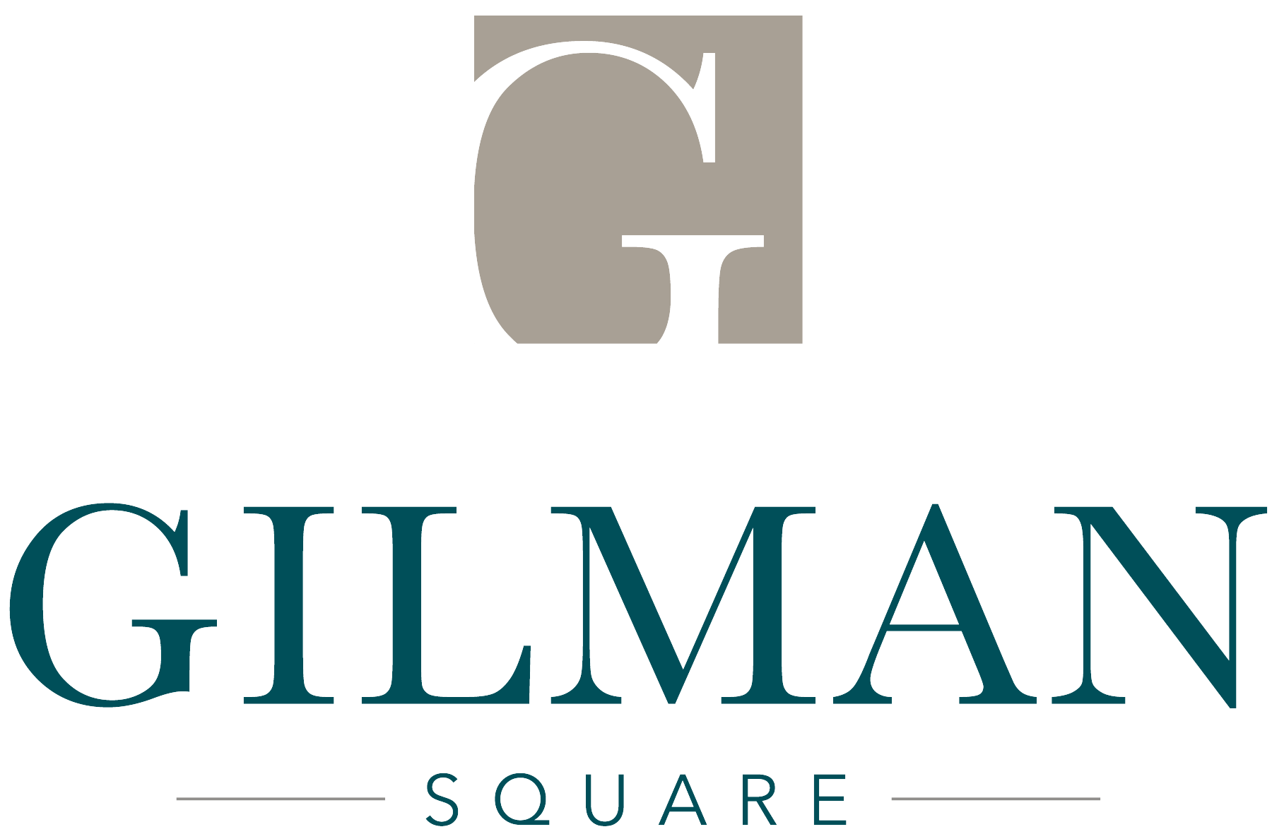 Gilman Square logo with a green background.
